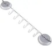 Suction Cup Towel Bar, 41.5cm Heavy Duty Suction Cup Hooks for Shower, No Drill Wall Mounted Towel Rack with 6 Removable Hooks for Kitchen, Toilet, Shower, Door