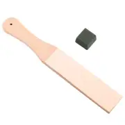 2X(Wood Handle Leather Sharpening Strop Polishing Board With Polish3362