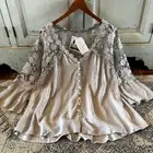 XXL New Plus Size Boho Gray Lace CottageCore Peasant Top Blouse Womens 2X