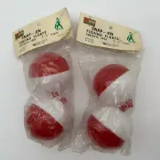 4 Vintage NEW NOS Plastic Snap-on Fishing Floats Bobbers 2 1/2” K-mart Brand