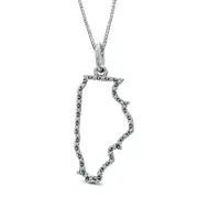 Natural Diamond Accent State of Illinois Outline Pendant in Sterling Silver