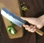 Nakiri Knife Handmade Forged Steel Wood Handle Chef Slicing Hammered Cleaver Cut