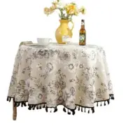 European Retro Tablecloth Cotton Linen Tassel Round Tablecloth Towel Tablecloth