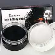 Depvision Waterproof Oil Based Face Paint Halloween Black and White Color Body Face Painting for Party Cosplay Clown Skull SFX Makeup