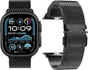 Titanium Milanese Loop Band Compatible with Apple Watch Bands Ultra 2/Ultra 49mm 46mm 45mm 44mm 42mm for Women Men, Parachute-style Buckle Mesh Strap Bracelet for iWatch Series 10 SE 9 8 7 6 5 4 3 2