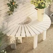 Rustic Garden Wooden Bench, Outdoor Curved Tree Benches with Slatted Seat, Heavy Duty Backless Bench Seating Chair for Patio, Lawn, Balcony, Yard, Porch(Half Round)