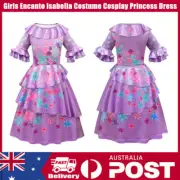 Girls Encanto Isabella Costume Cosplay Kids Princess Dress Wreath Book Week AU