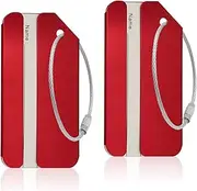 2Pack Red Aluminum Luggage Tag for Luggage Baggage Travel Identifier by Ovener