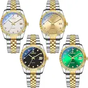 JewelryWe Herren Automatik Armbanduhr Edelstahl Armband Skelett Uhr Automatikuhr Vatertagsgeschenk