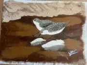 VINTAGE Hand Painted Original Painting On Canvas 12" x 16" Sandpipers