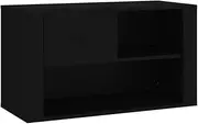 'vidaXL - Elegant Shoe Cabinet in Black, Made from Engineered Wood, Featuring 2 Compartments and a Drawer, Dual Function As Decorative Stand