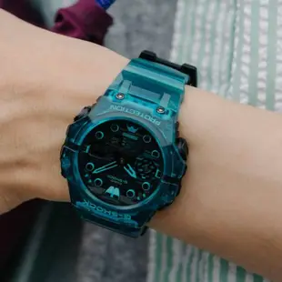 【CASIO 卡西歐】G-SHOCK 機械潮流 藍芽連線 防水 運動雙顯錶 GA-B001G-2A 半透明藍 台南 時代