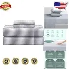 Luxury 100% Cotton Percale Sheets Set - 300 Thread Count Full Size, Grey Stripe