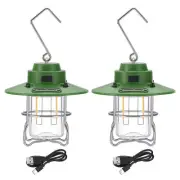 LED Camping Lantern, 2 Pack Rechargeable Lantern 3 Light Modes Tent Light, Green