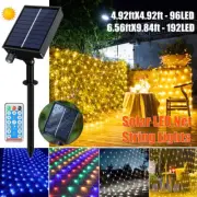 Solar LED Net Mesh Lights Fairy String Curtain Lamp Christmas Party Wedding Xmas
