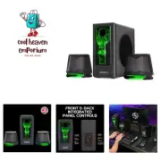 SB 2.1 Computer Speakers with Subwoofer - Green LED Gaming Speakers, Computer...