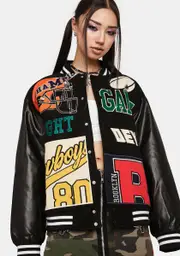 [Edikted] PU Team Baseball Jacket