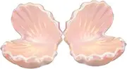 2pcs Shell Shape Ceramic Jewelry Trinket Dish for Organized Storage Dressing Table and Vanity Elegant Decorative Dish with Unique Shell Texture for Earrings and Rings