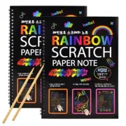 Rainbow Magic Scratch Art Paper Note Book with Stencils and Wood Sticks - 2 Pack