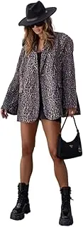 [Kromoc] Women's Leopard Grain Blazer Party/Prom/Business/Casual/Daily Suit Jacket Coat