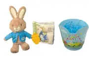 Easter Gift Basket for Infant Toddler Newborn, Peter Rabbit Themed Book & Plush