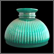 ALADDIN LAMP N301 GREEN RIBBED SHADE CASED GREEN OVER OPAL - 10 INCH FITTER