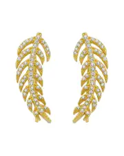 Amorium 18K over Silver CZ Feather Ear Cuffs