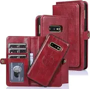 Cavor for Samsung S10e Wallet Case,for Samsung Galaxy S10e Case,2 in 1 Magnetic Detachable Case Leather Flip Cover with Stand Feature & Card Slots & Wristlet Strap (5.8")-Red