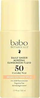 Babo Botanicals Daily Sheer Mineral Sunscreen Fluid SPF 50 For Unisex 1.7 oz Sunscreen