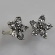 NEW AUTHENTIC PANDORA EARRINGS SPARKLING SNOWFLAKE STUD 299239CO1 SUEDE POUCH