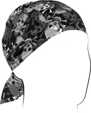Zan Headgear Flydanna SportFlex Skull, bandana , color: Black/Grey/Light Grey , size: One Size
