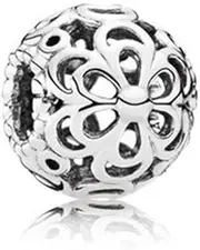 [FGT] Women Flowers Bead Charm for Bracelets Compatible with Pandora Moments Floral All Over S925 Silver, Cubic Zirconia, Cubic Zirconia
