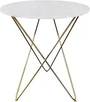 Exquisite Home Marble Coffee Table, Single Round Dining Table Living Room Bedroom Metal Accent Table Office Reception Room Reception Table(Size:50 * 50 * 60cm,Color:A)
