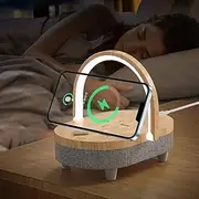 Bedside Table Lamp with Wireless Charger,4 in 1LED Bedside Lamp,Music Touch Lamps for Nightstand,Portable Bluetooth Speaker, Phone,Dimmable Charging,Reading lamp,Birthday Gifts