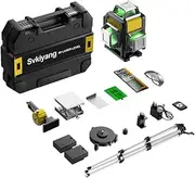 Cross Line Laser Green 16 Lines with Tripod, 4 x 360° Laser Spirit Level, Self-Levelling, Line Laser Cross Laser for Indoor Construction Site, App Intelligent Control, IP54 Dust Water Protection