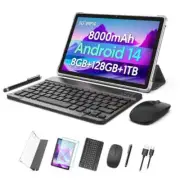 The Latest 10.1-inch Android 14 Tablet, 128GB+8 (4+4 Expansion) GB/1TB Expansion