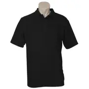 Mens Polo Top Shirt Plain Casual Short Sleeve Pique Knit Basic UPF Rated T-Shirt - Black