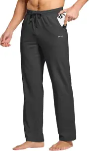 Men'S Cotton Yoga Sweatpants Exercise Pants Open Bottom Athletic Lounge Pants Lo