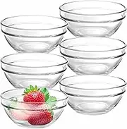 Horikoshi Glass Small Bowls 4.1 inches (10.5 cm) Set of 6 Ocean Stacking Bowls Small Bowls for Preparing