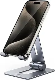 UGREEN Cell Phone Stand for Desk, Fully Adjustable Foldable Desktop Aluminum Holder, Compatible with iPhone 16 Pro Max, Galaxy S24 Ultra