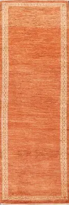 Handmade Wool Carpet Tribal Orange Gabbeh Style Oriental Runner Rug 3x9 Ft
