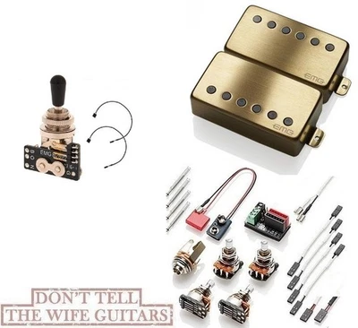 EMG JH SET JAMES HETFIELD BRUSHED GOLD STANDARD SPACED SHORT POTS +TOGGLE SWITCH