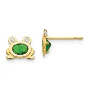 14k Yellow Gold Children's CZ Animal Frog Post Earrings Madi K Kids Jewelry