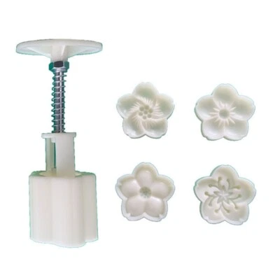 Round Flower Shape Moon Cake Mould Hand Pressure Cookies Cutter Smooth Enjoy Fun