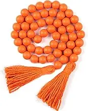 RAMIRABI Wood Bead Garland with Tassels, Fall Beaded Garland Halloween Garland Fall Tassel Garland Fall Decorations for Home
