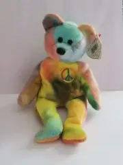 NWT Ty BEANIE BABIES BABY PEACE BEAR 1996 PVC RETIRED RARE ERROR PEACE & LOVE