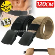 Outdoor Nylon Belt Women Men's Sport Military Waistband Canvas Web Belt Black AU