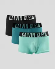 [Calvin Klein] Calvin Klein Men's Intense Power Micro Low Rise Trunks 3 Pack Underwear in Black/Tickled Green/Mediterranea Size XL XL Black/Tickled Green/Mediterranea