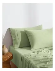 [Dreamaker] Superfine Washed Microfibre Standard Pillowcase Twin Pack in Sage Green