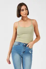 Green Supersoft Singlet Longline - Size M, Women's Singlet